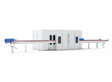 Flat horizontal ultra-high pressure food production machine