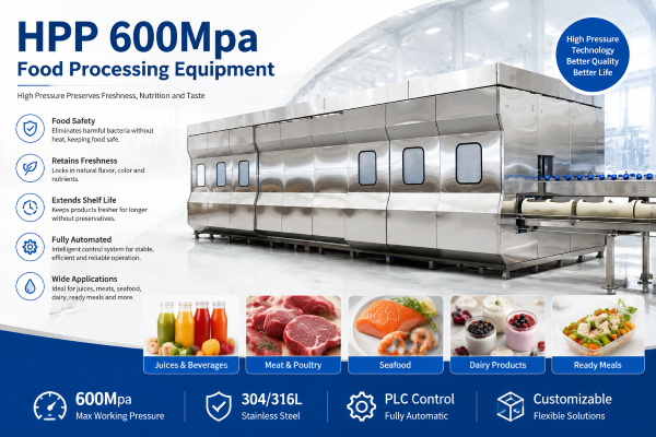 600MPa HPP Sterilization Equipment – Cold Pressure Processing Machine for Packaged Foods